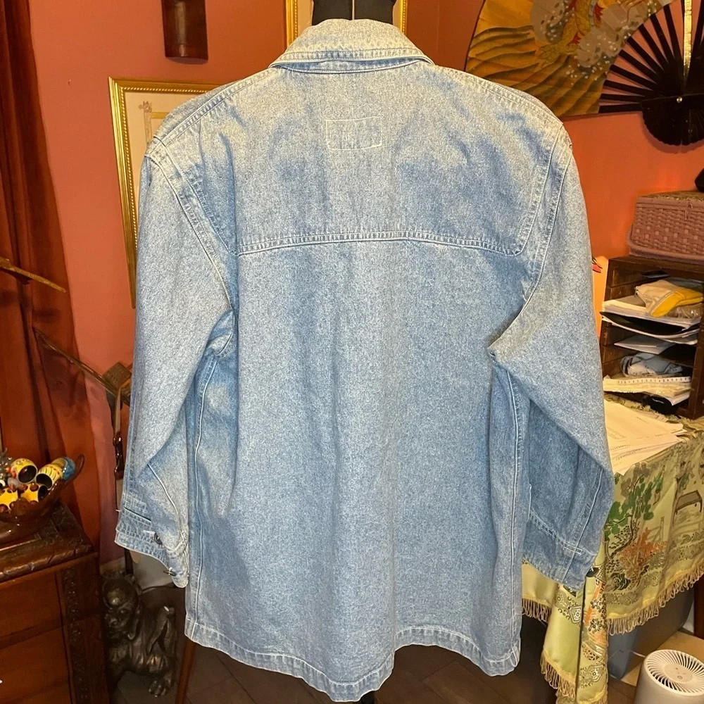 Vintage Lizsport 90s light denim oversized jacket with wooden toggle clasps - Picture 5 of 6